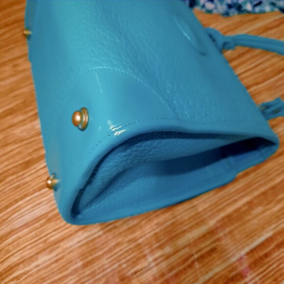 Dooney & Bourke Blue Carpet Bag Hand Painted Turquoise Crossbody Bag Vintage - Picture 4 of 16